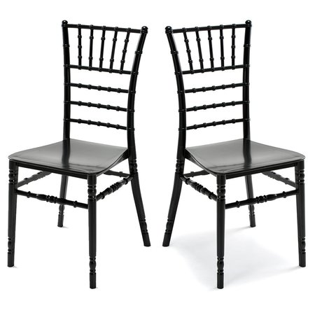 RAINBOW OUTDOOR Tiffany Set of 2 Stackable Side chair w/cushion-Black RBO-TIFFANY-BLK-SC-SET2